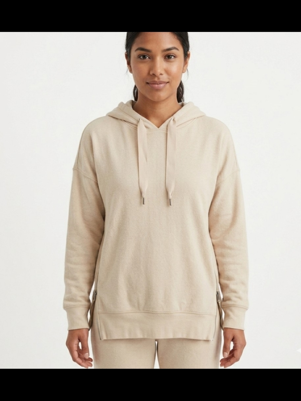 Aerie Over-Sized Side-Zip Pullover Hoodie - Cream/Beige, Size Small